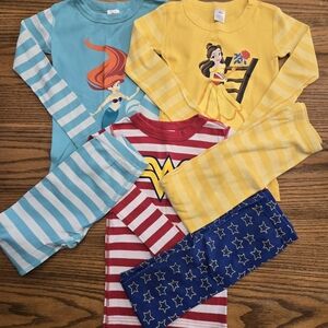 Hanna Andersson Disney Princess Ariel Belle Wonder Women Pajamas Size 120 / 6-7